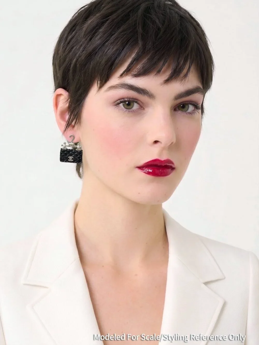 CHANEL Black Quilted Bag Hanger CC Stud Earrings